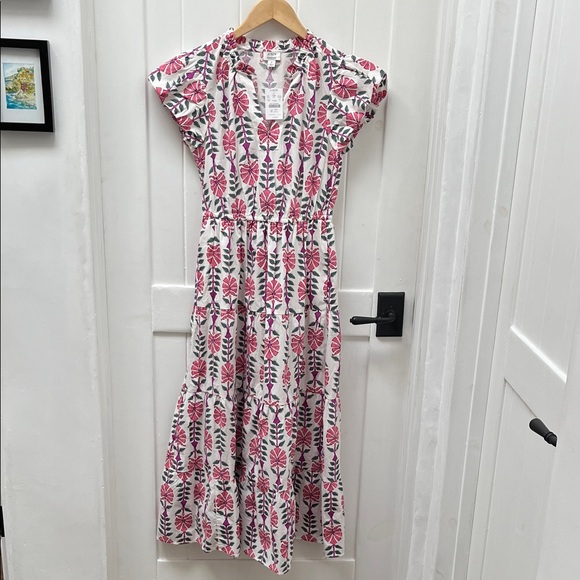 J. Crew Dresses & Skirts - J. Crew White Maxi Dress with Pink Floral Print